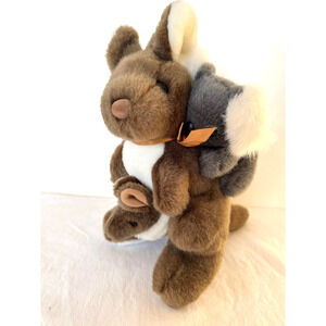 Plush Kangaroo Mama with Baby in Pouch w Koala on Back Windmill Toys Stuffed